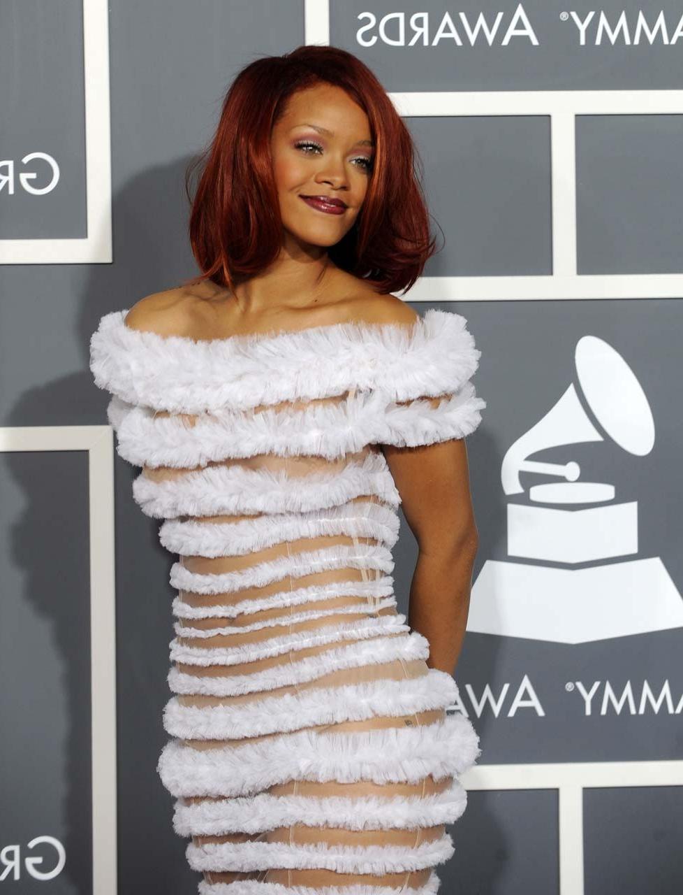 16P Rihanna exposing her sexy body and hot ass in see thru dress