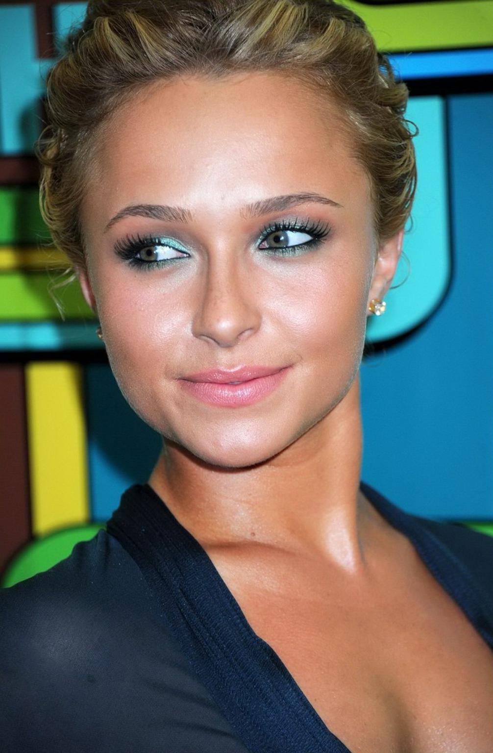 16P Hayden Panettiere wearing just nip stickers under see-through dress