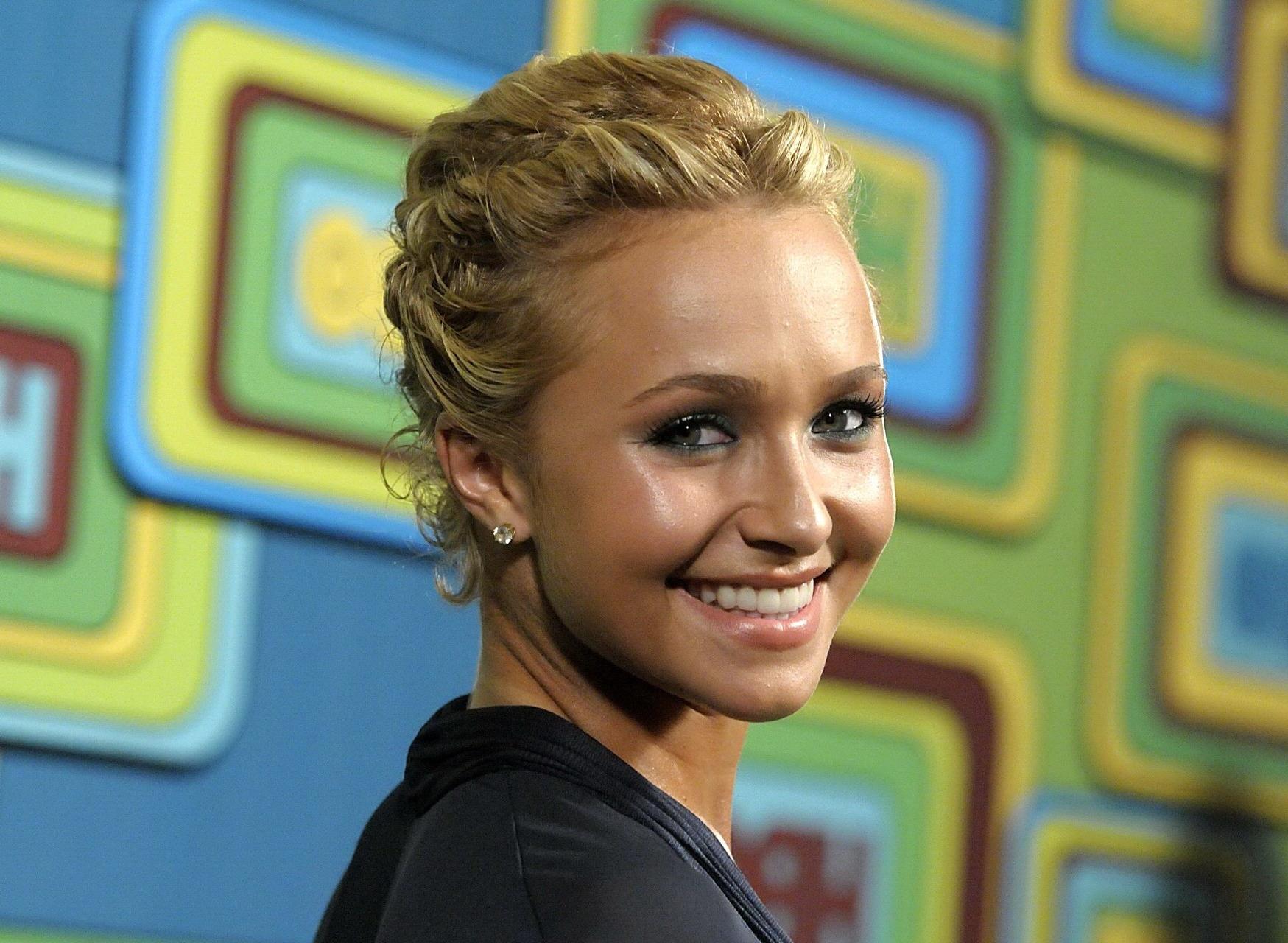 16P Hayden Panettiere wearing just nip stickers under see-through dress