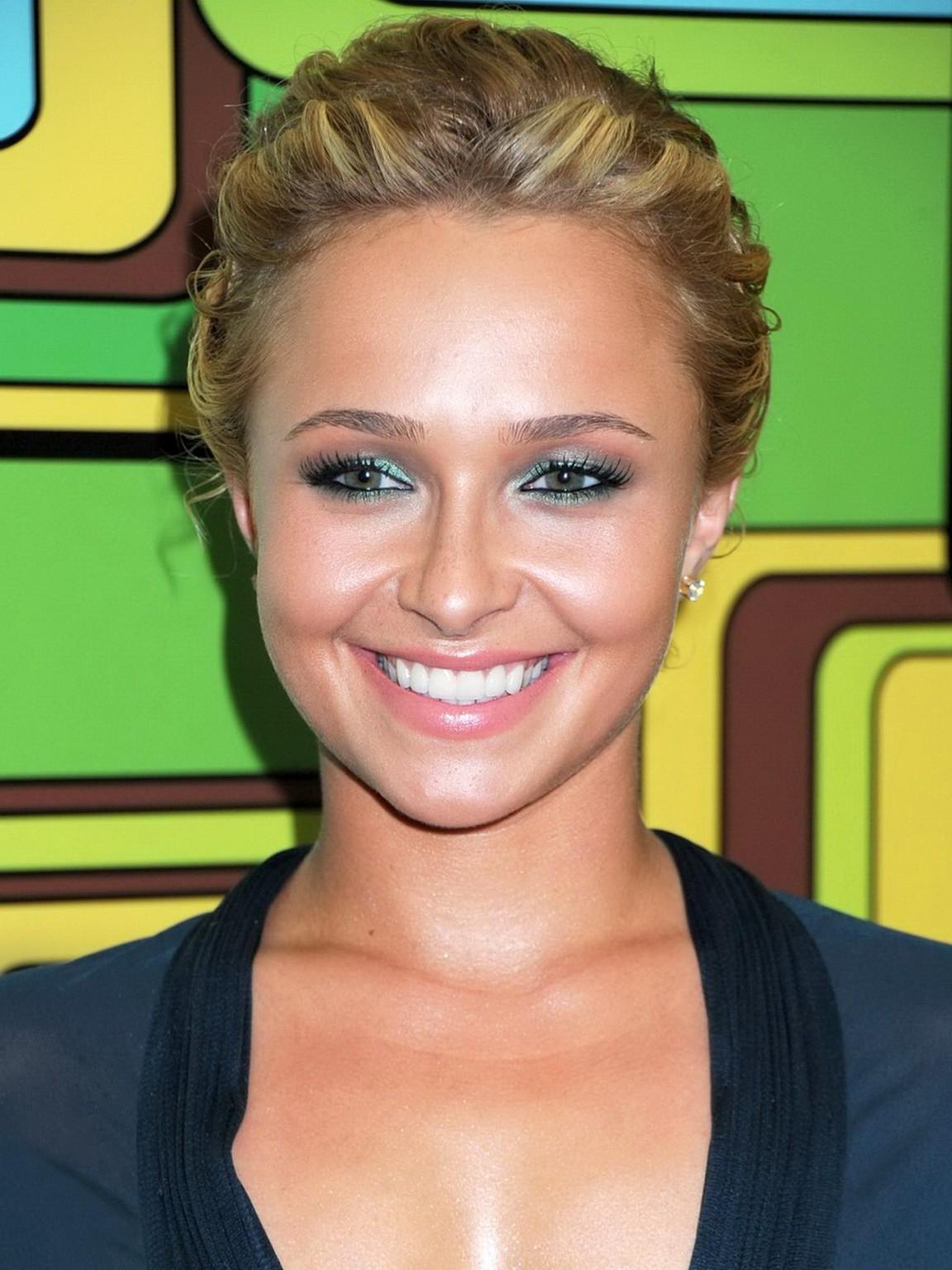 16P Hayden Panettiere wearing just nip stickers under see-through dress