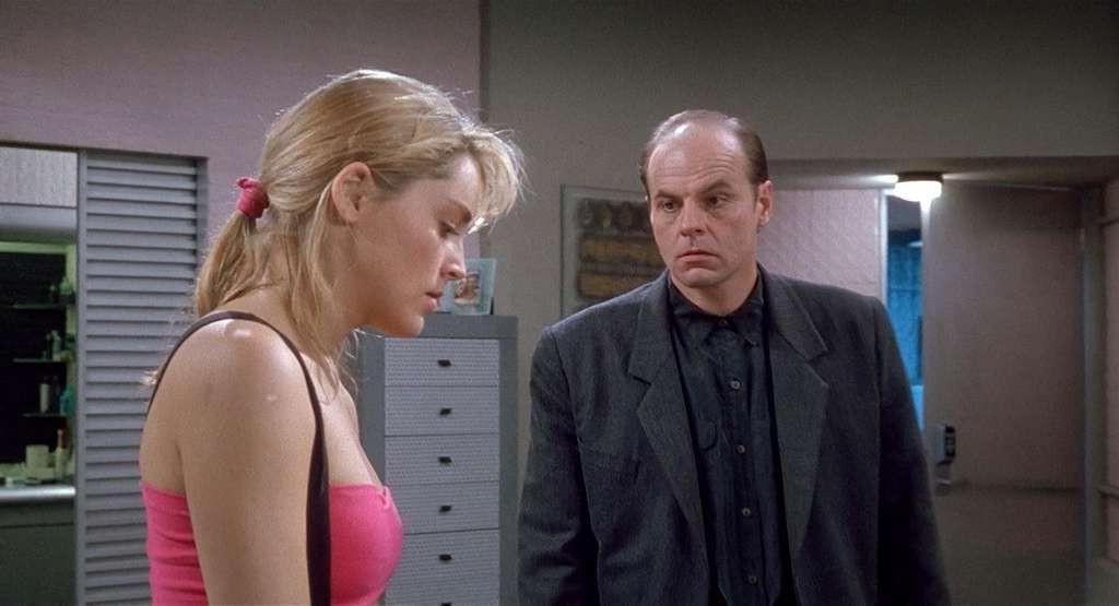 10P Sharon Stone get her tits slip out from nightgown and downblouse in movie