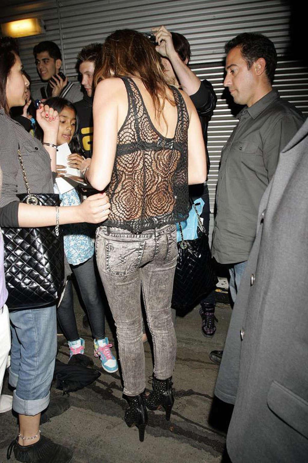 16P Miley Cyrus exposing her fucking sexy body and nice tits in see thru blouse