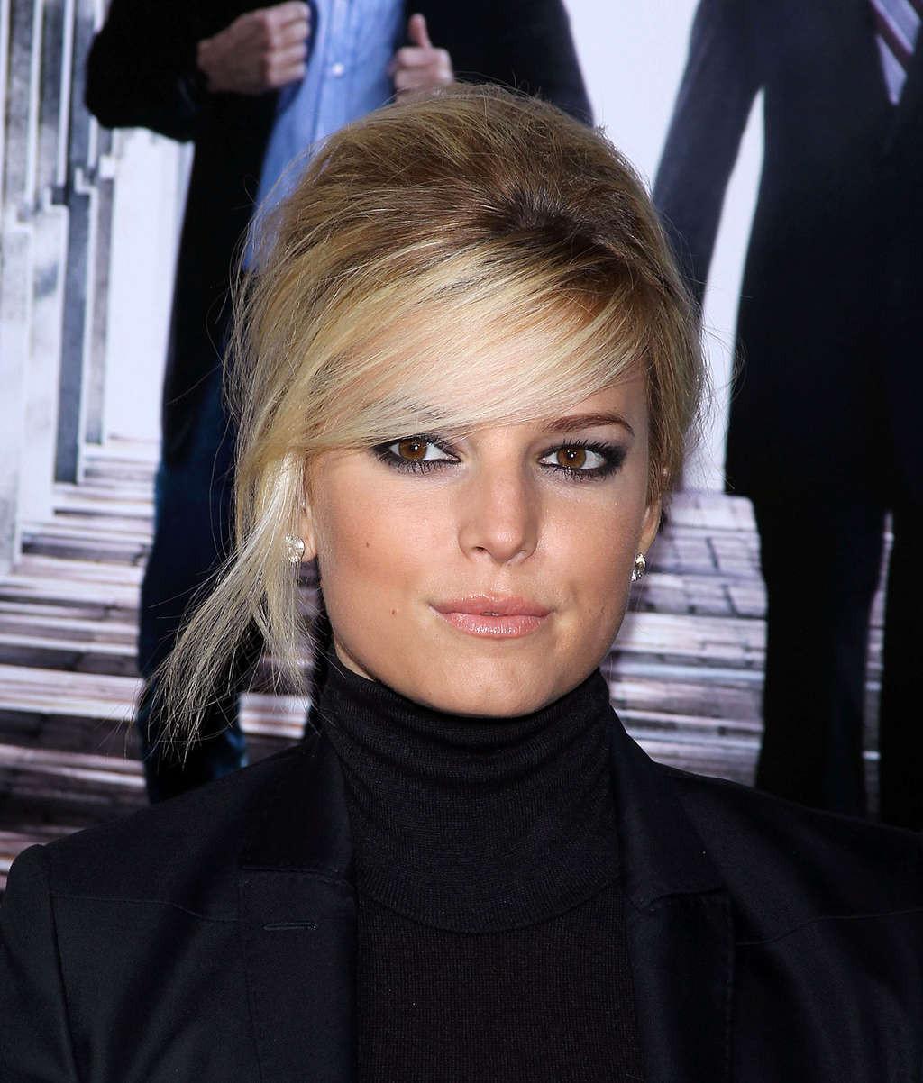 16P Jessica Simpson cleavy in see thru top and upskirt paparazzi pics