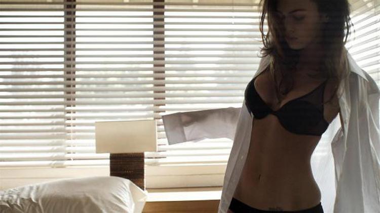 15P Megan Fox wearing nice see thru shirt