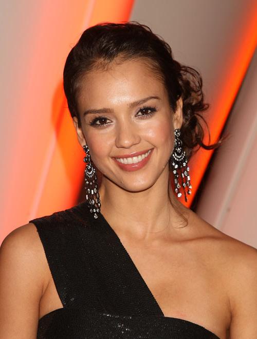 16P Jessica Alba showing her nice big tits in see thru dress