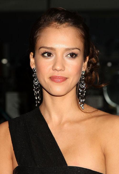 16P Jessica Alba showing her nice big tits in see thru dress