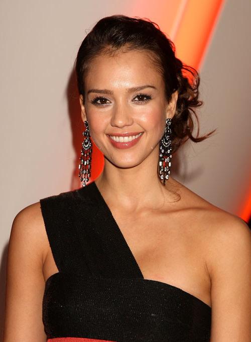 16P Jessica Alba showing her nice big tits in see thru dress