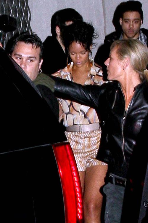 16P Rihanna showing her nice tits in see thru top and great legs in mini skirt