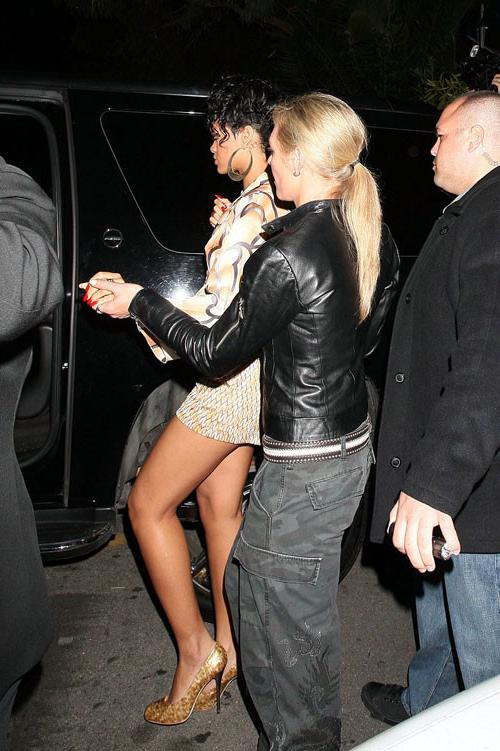 16P Rihanna showing her nice tits in see thru top and great legs in mini skirt