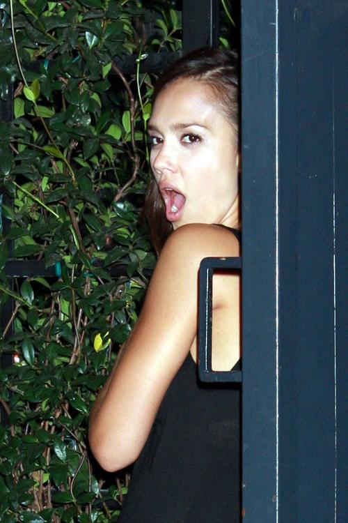 16P Jessica Alba showing her nice big tits in see thru
