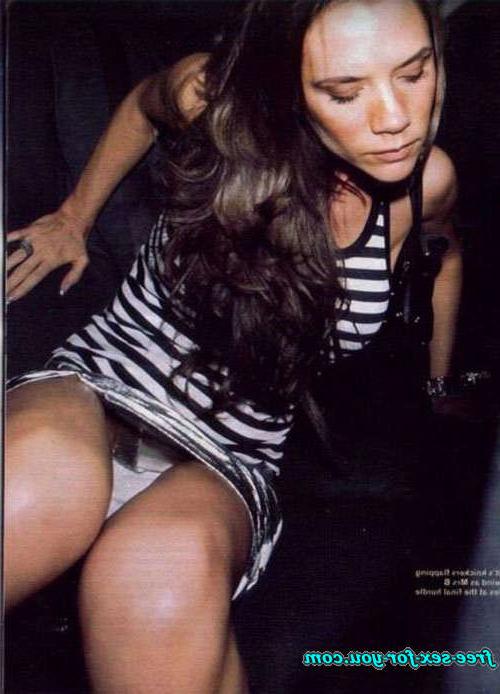 16P Victoria Beckham showing her big tits in see thru and upskirt