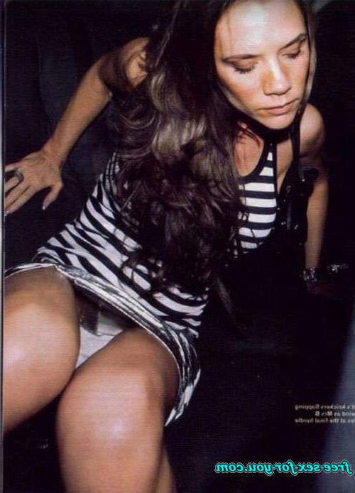 16P Victoria Beckham showing her tits in see thru and upskirt pics