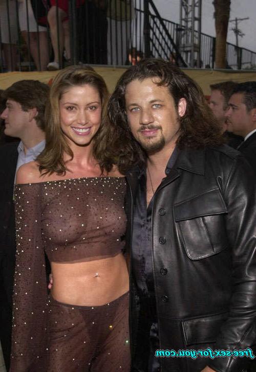 16P Shannon Elizabeth show hairy pussy and tits in see thru dress