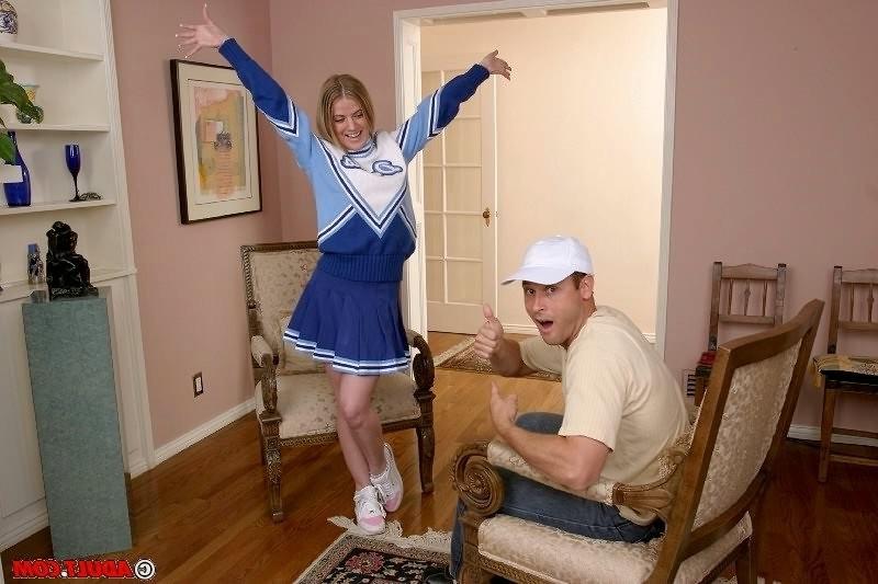 16P Two dicks testing cheerleader teen Anita Blue and drilling her fuck holes