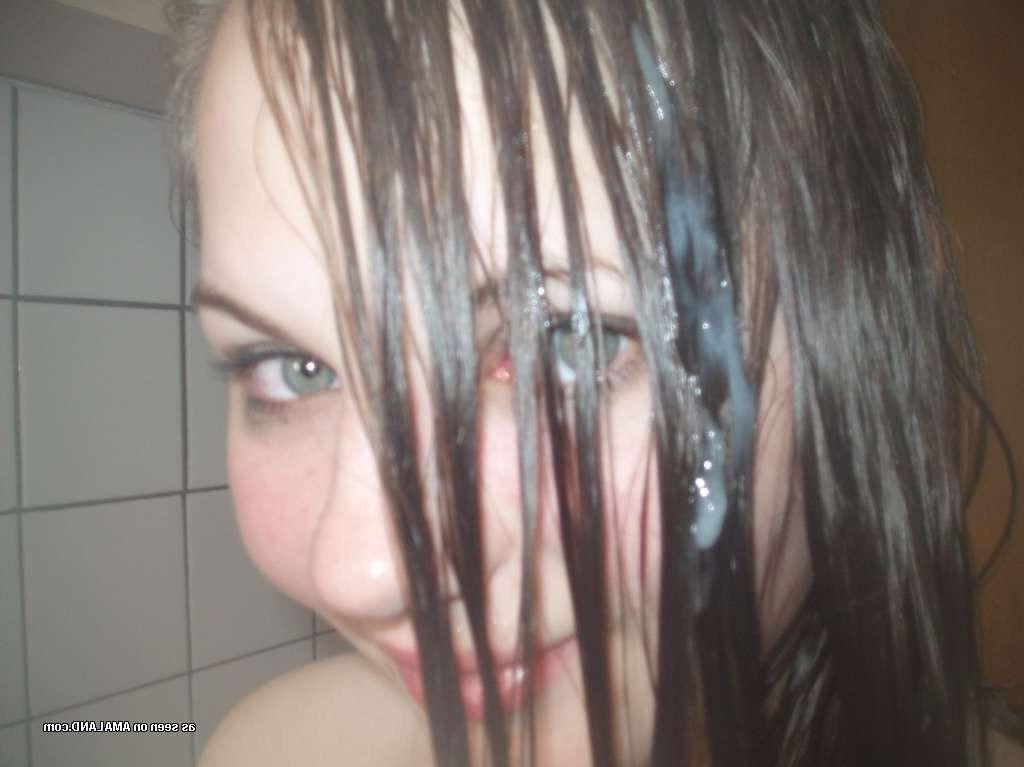 15P Chubby busty amateur GF splattered with hot cum in homemade pix