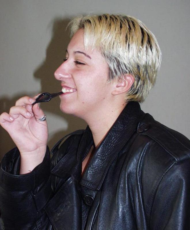 15P Fattie toying with a condom dildo