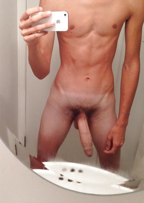 16P Nude amateur jerking his large white dick