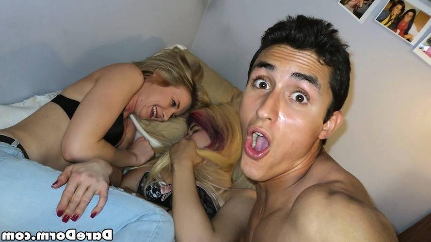 15P Naughty college girls having sex in their dorm party