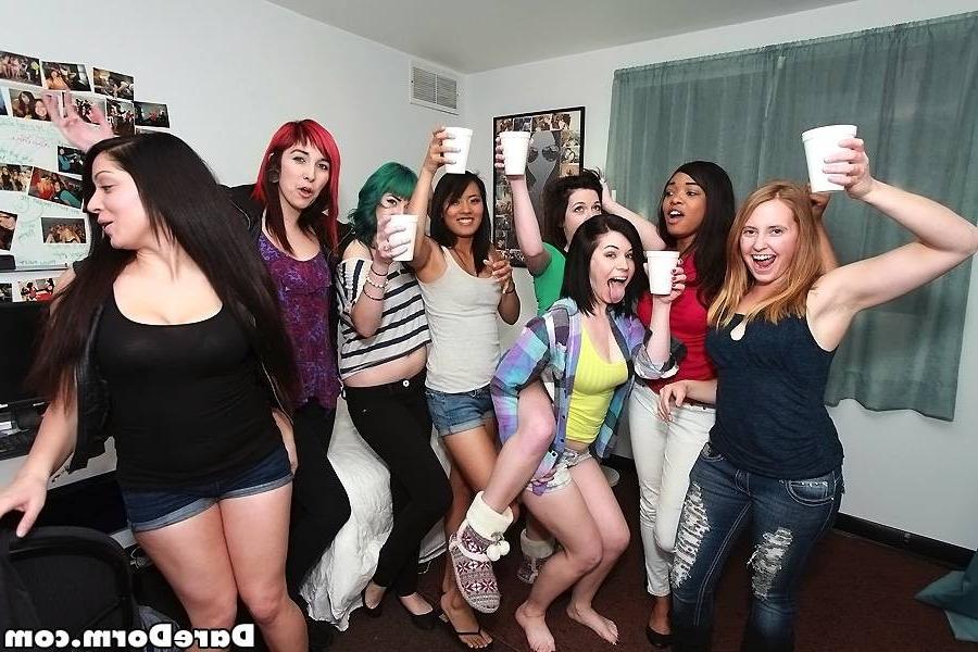 15P Naughty college sluts getting fucked in their dorm party