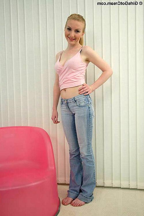 16P Cute blue eyed blonde coed receives a juicy creampie