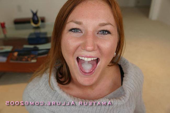 16P blue eyed redhead gets mouthfull of cum
