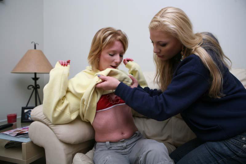 16P Blonde lesbian teen babes licking &amp;amp; riding on strapon