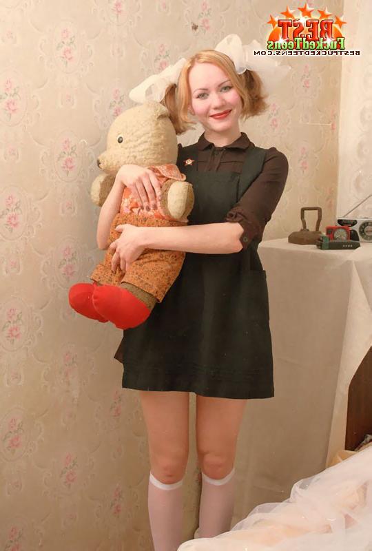 18P Innocent teen posing with teddy-bear