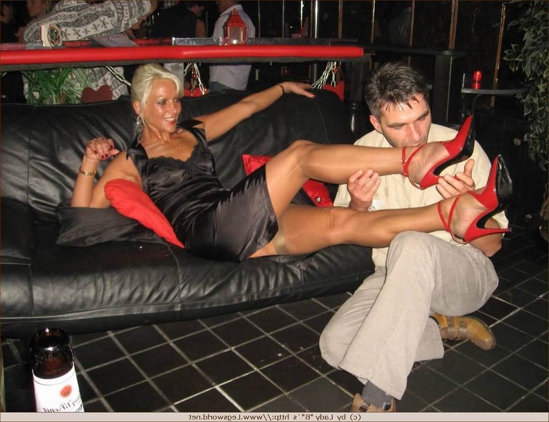 12P Blonde german lady leg teasing some guy