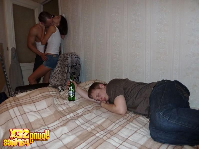 16P Two russian teens fuck and suck a lucky guy in bed