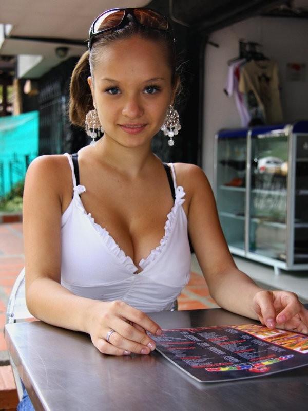 16P Busty teen Paris Milan eating a burger with fries