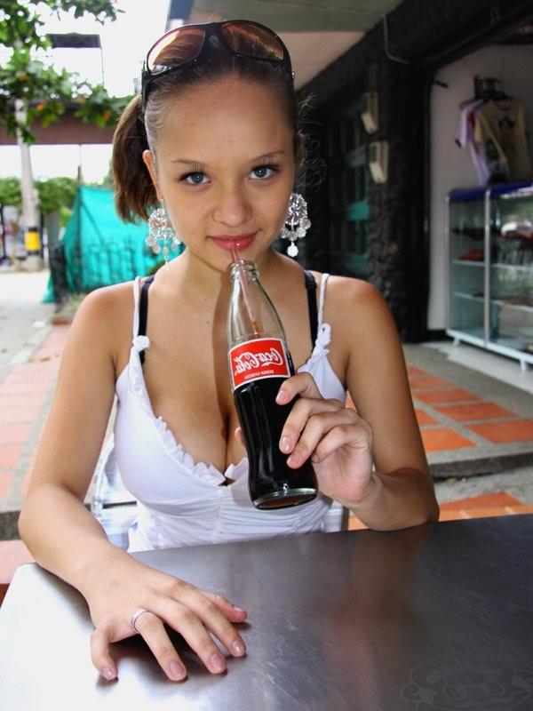 16P Busty teen Paris Milan eating a burger with fries