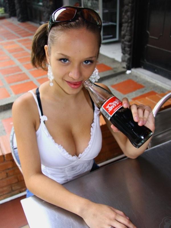 16P Busty teen Paris Milan eating a burger with fries