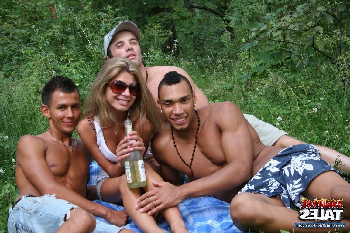 15P Hot 18-Year-Old girl fucked by three guys