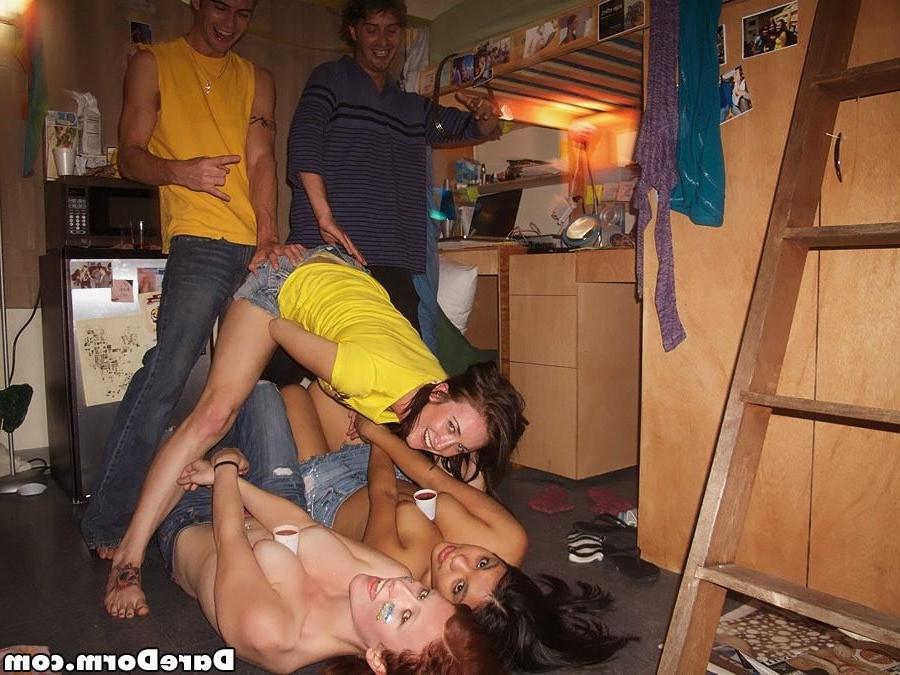 15P Horny college school girls strip and fuck in dorms