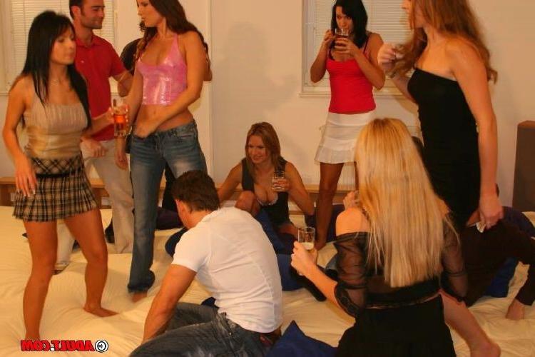 16P Party starting with teasing ending with group sex on the floor