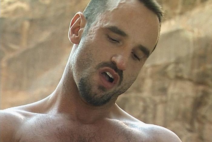 20P Hairy chested muscles sucking and riding and shooting outdoors