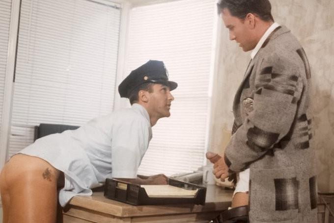 20P Big cock cop and office clerk sucking and drilling on the table