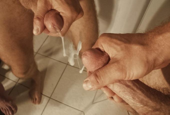 20P Two muscle hairy chested buddies enjoy hot foreplay and cum