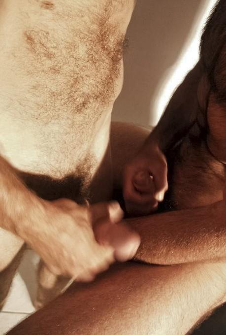 20P Two muscle hairy chested buddies enjoy hot foreplay and cum