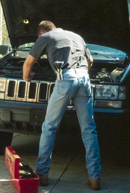 20P Forty years old mature moto mechanic stripping and showing off