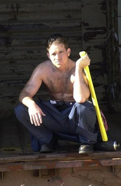 20P Hairy chested officer stripping and showing off after service