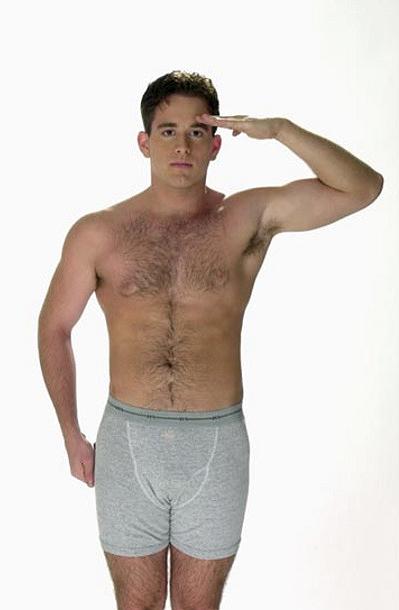 20P Hairy chested officer stripping and showing off after service