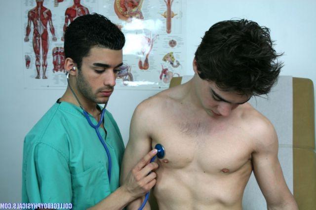 16P Sexy gay college guy blowjob action with a hot doctor