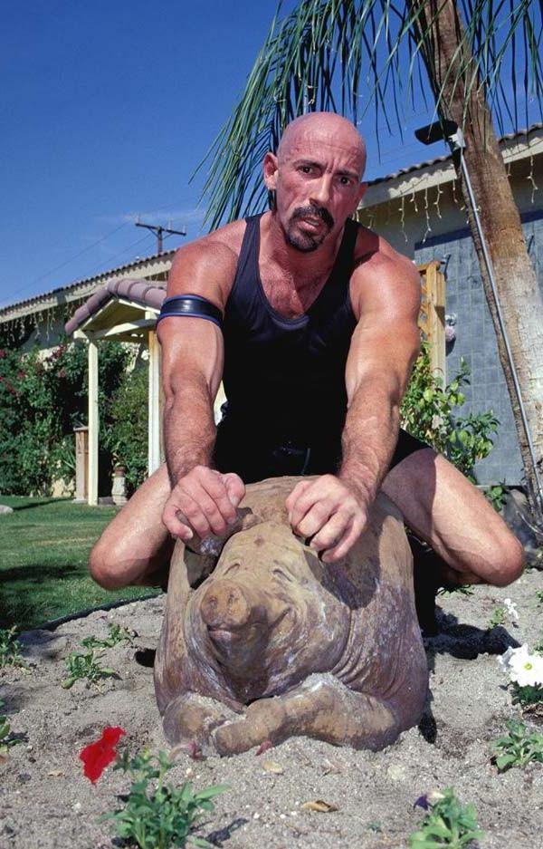 20P Horny bald gay bear playing with his big cock in outdoor