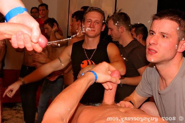 19P Steamy guy on guy fun and lots of popcorn at gay mega orgy