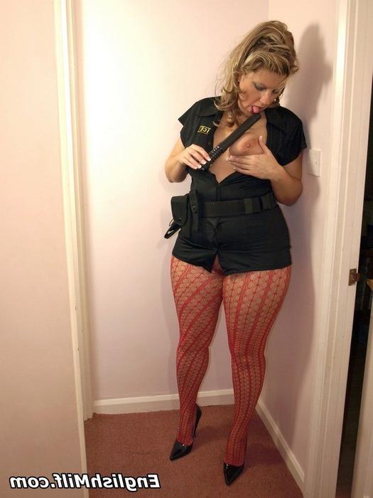 16P Hot and horny big ass cop in pink patterned pantyhose