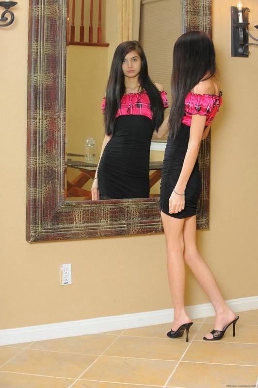 15P petite packaged Jade exposes her skinny unshaved goodies