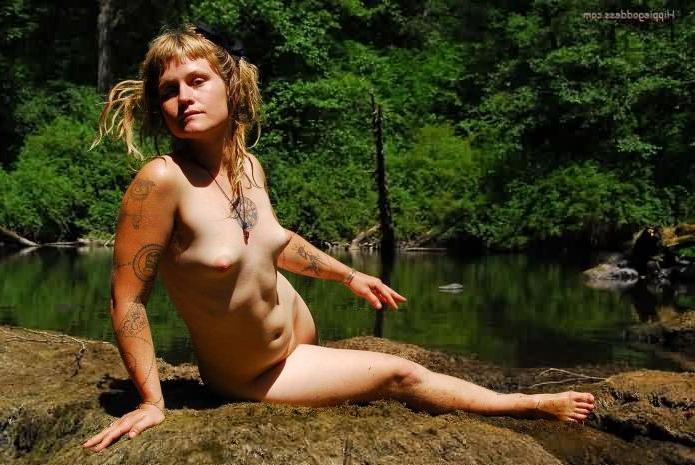 15P Hairy Natural Blonde Lil Tit Nudist Tanning at Rivers Edge