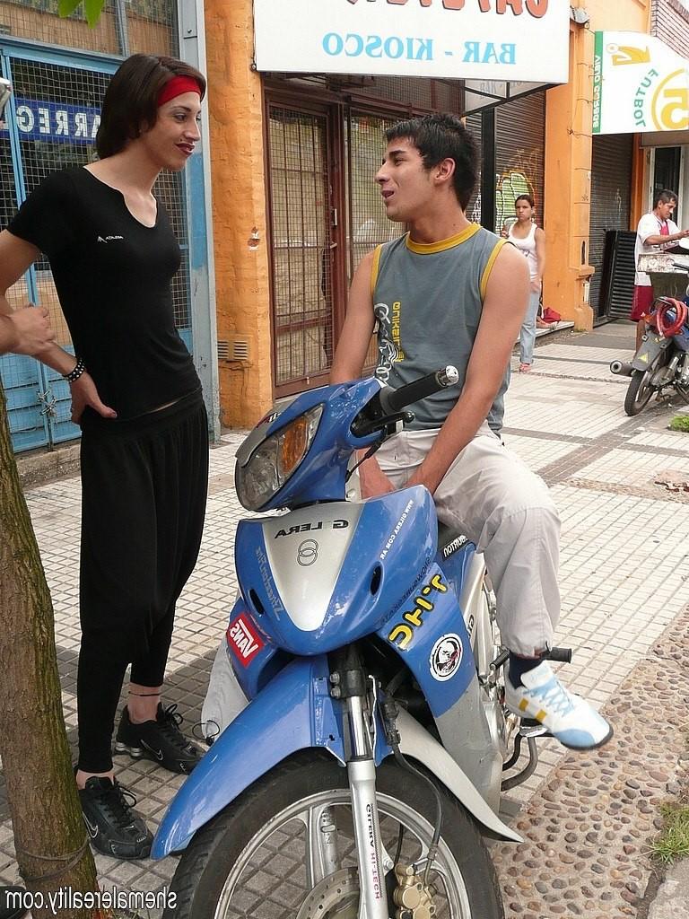 12P Guy willingly jumps on shemale cock in hot tranny pics