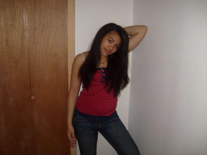 15P Cute Latina teen posing topless and sucking dick